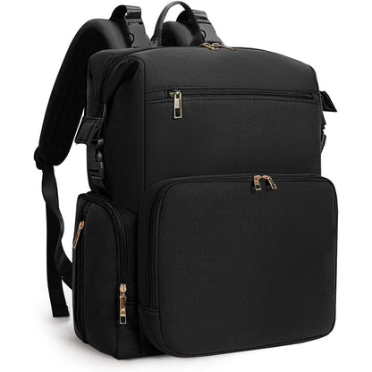 CEI-CEI neoprene diaper bag backpack in black front view showing modern minimalist design.