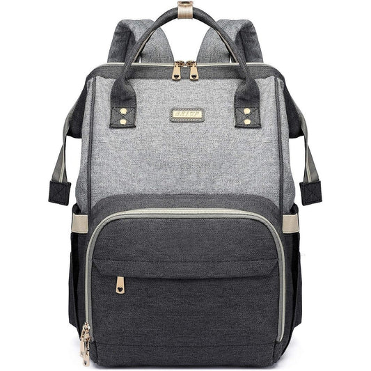 GAIVP diaper bag backpack front view in dark grey and light grey dual tone design