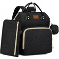 Rosegin quilted diaper bag backpack front view in black