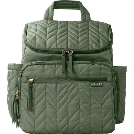 Skip Hop Forma diaper bag backpack front view in sage green
