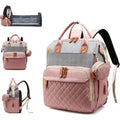 Lamroro diaper bag backpack front view pink and grey