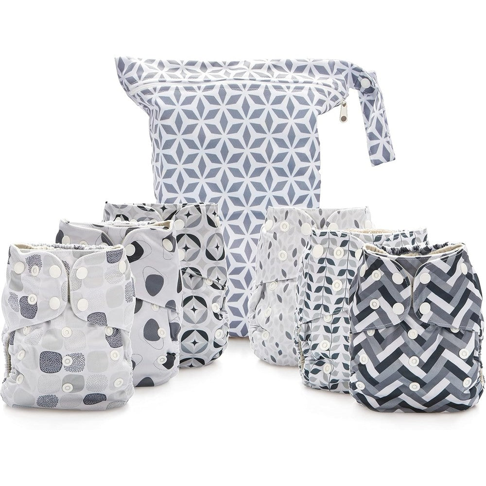Simple Being reusable cloth diapers front view in grey