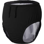 Eeost adult reusable swim diaper front view in black medium