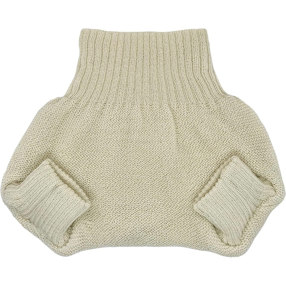 Ecoable organic merino wool diaper cover front view natural color