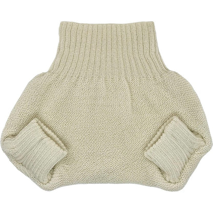 Ecoable organic merino wool diaper cover front view natural color