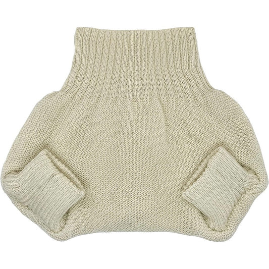 Ecoable organic merino wool diaper cover front view natural color
