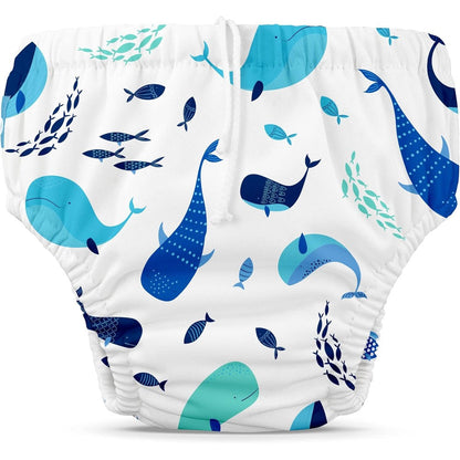 Charlie Banana reusable swim diaper front view with whale print