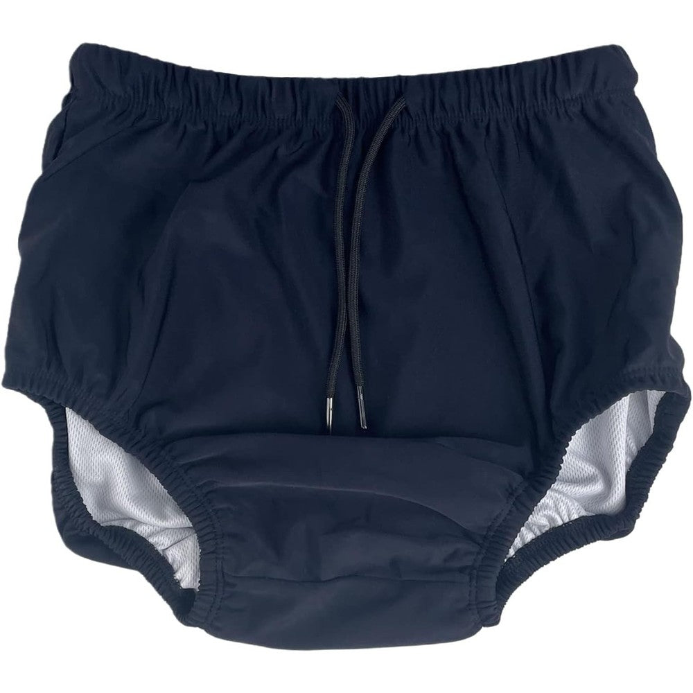 AQX reusable adult swim diaper front view in medium blue