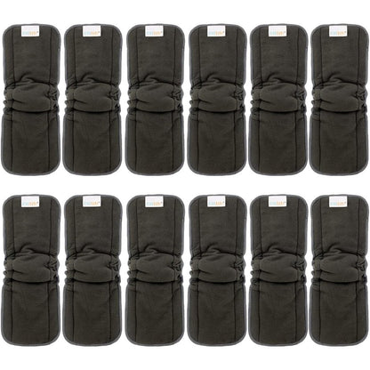 ALVABABY charcoal bamboo reusable diaper inserts twelve pack front view showing grey fabric