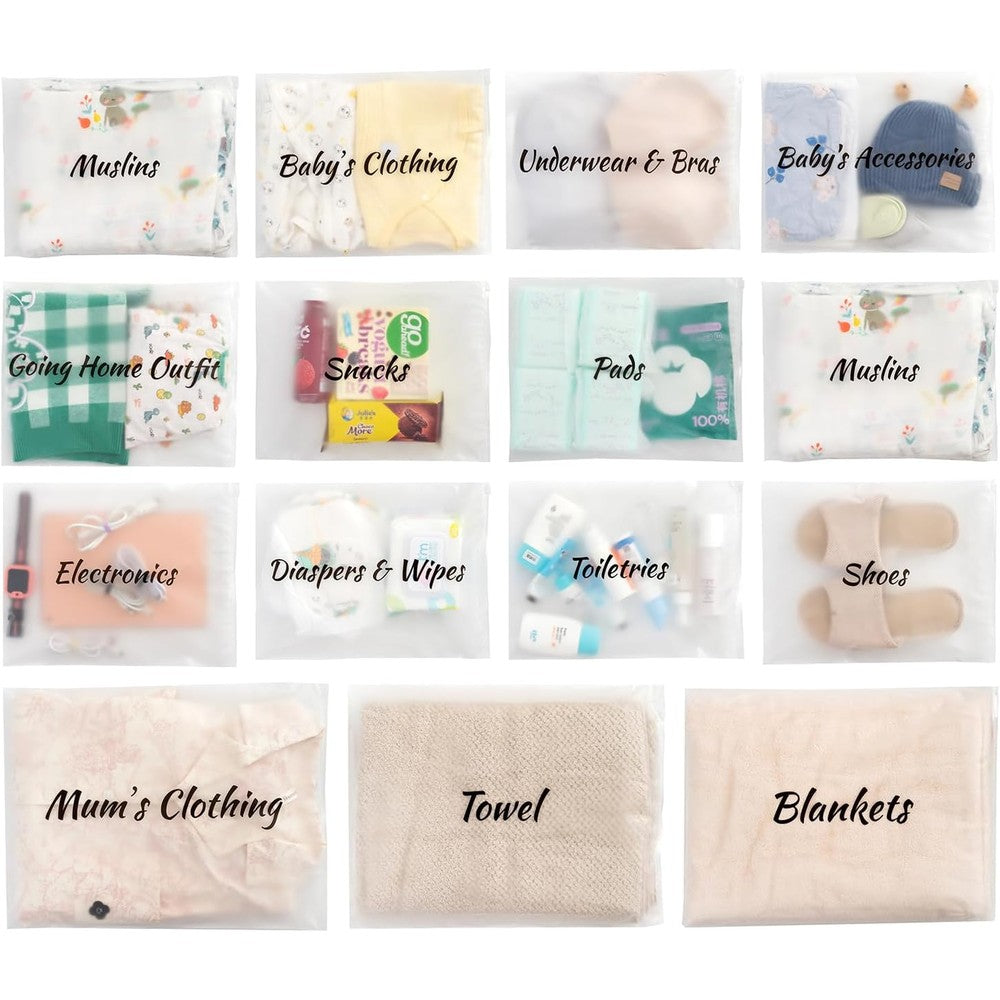 Manwu 14 pieces hospital maternity organizer bags front view