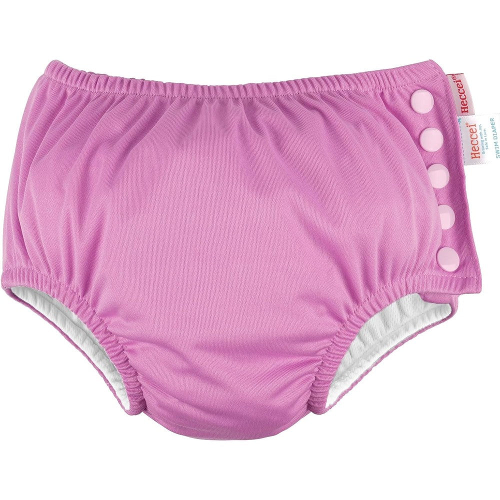 Heccei reusable baby swim diaper front view in pink
