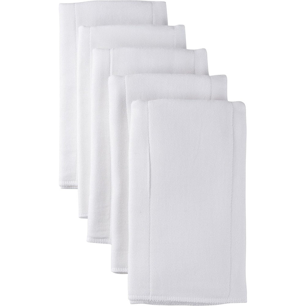 Gerber unisex baby gauze prefold cloth diapers 5 pack front view showing premium white cotton texture