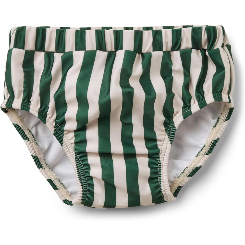 LDIOIF baby toddler boy green stripe reusable swim diaper front view