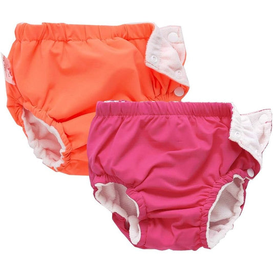 Ijnuhb reusable baby swim diapers front view in pink and orange