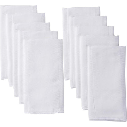 Gerber unisex baby birdseye prefold cloth diapers ten pack front view showing white stacked cotton fabrics