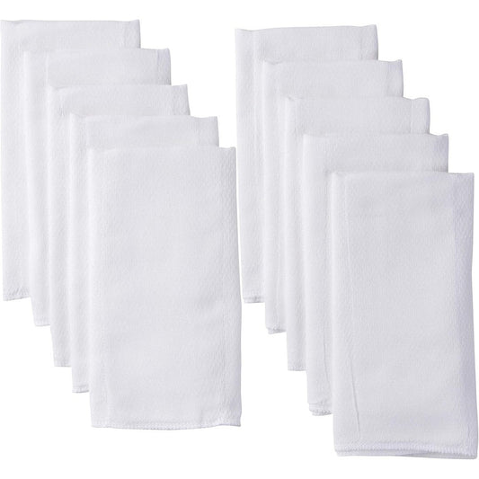 Gerber unisex baby birdseye prefold cloth diapers ten pack front view showing white stacked cotton fabrics