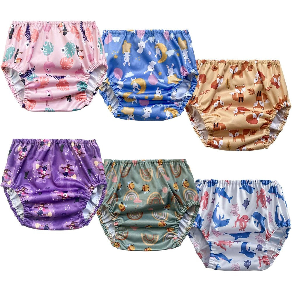 Bisenkid 6 pack waterproof plastic underwear covers front view for toddlers