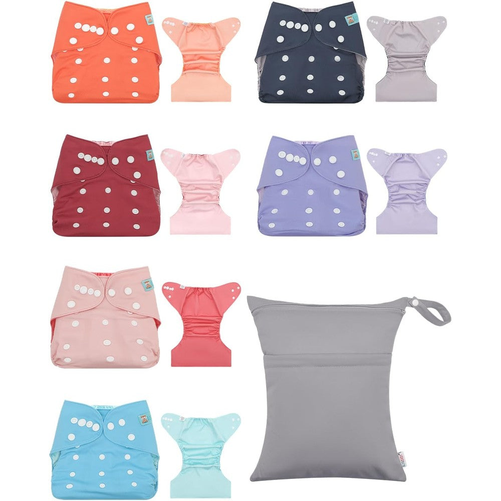 Alvababy cloth diaper cover front view with snap buttons