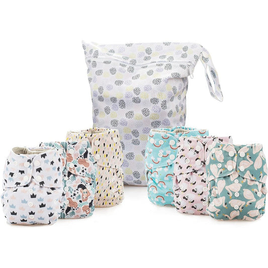 Simple Being reusable cloth diapers front view with whimsical pattern