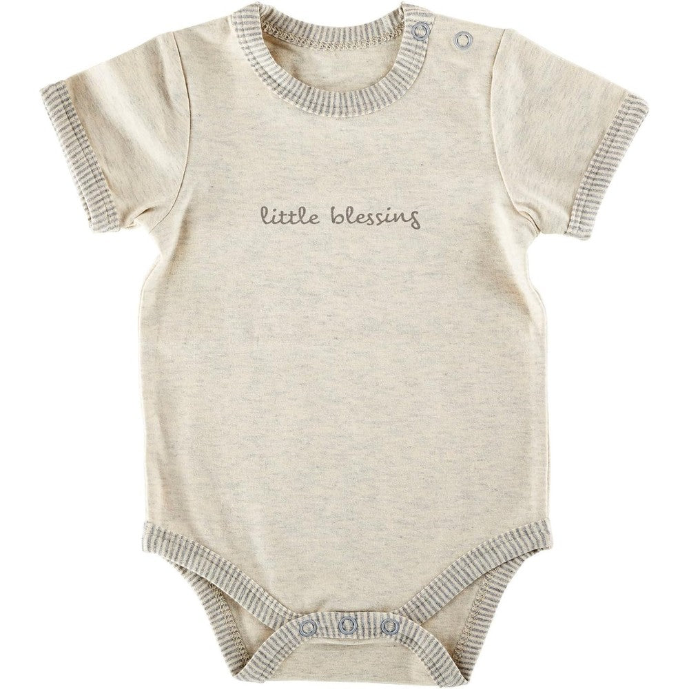 Stephan Baby Little Blessing gray and cream infant snapshirt front view