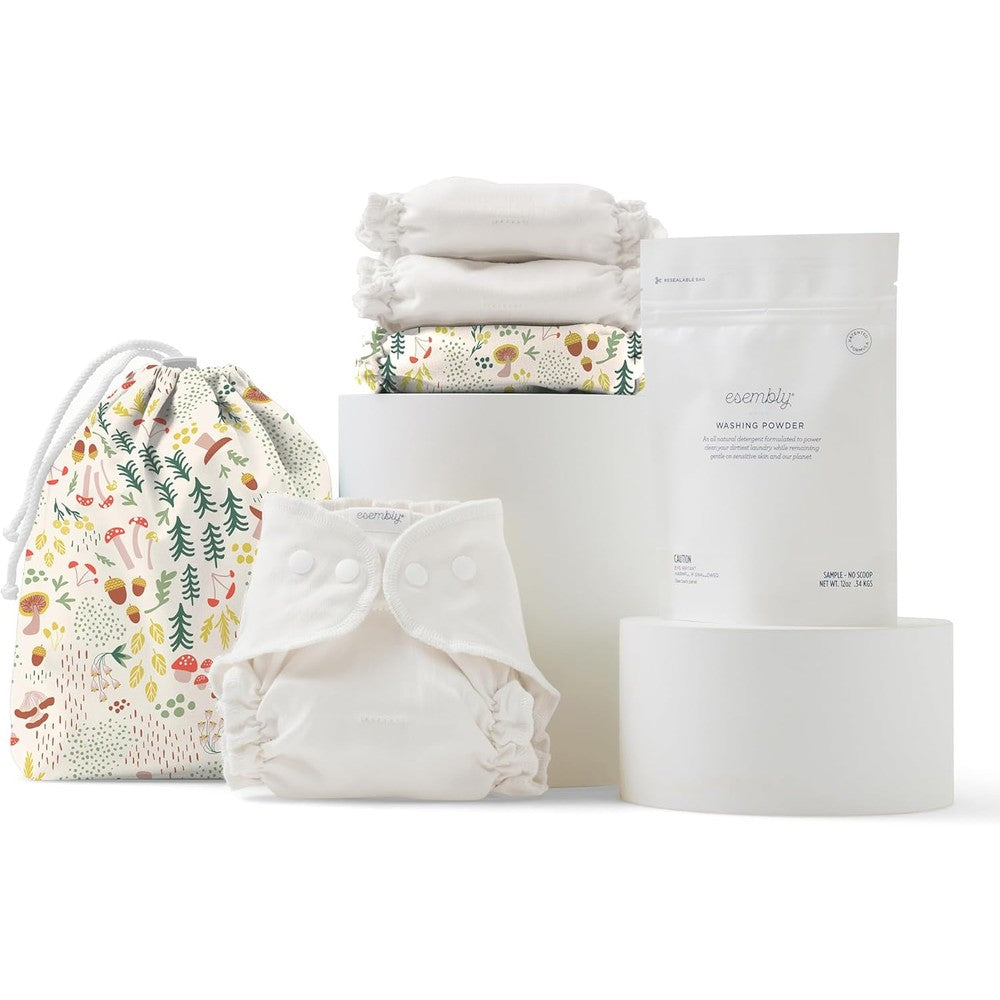Esembly Try-It Kit Cloth Diaper Starter Set front view with Fantastic Fungi print
