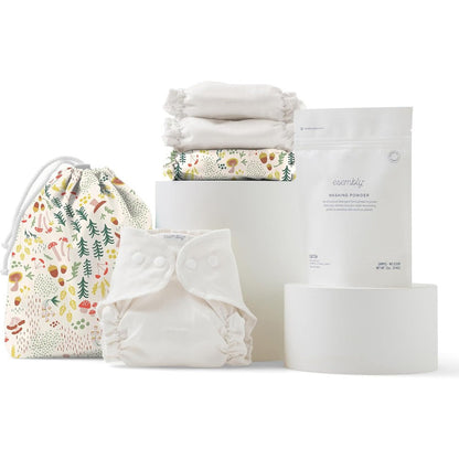 Esembly Try-It Kit Cloth Diaper Starter Set front view with Fantastic Fungi print