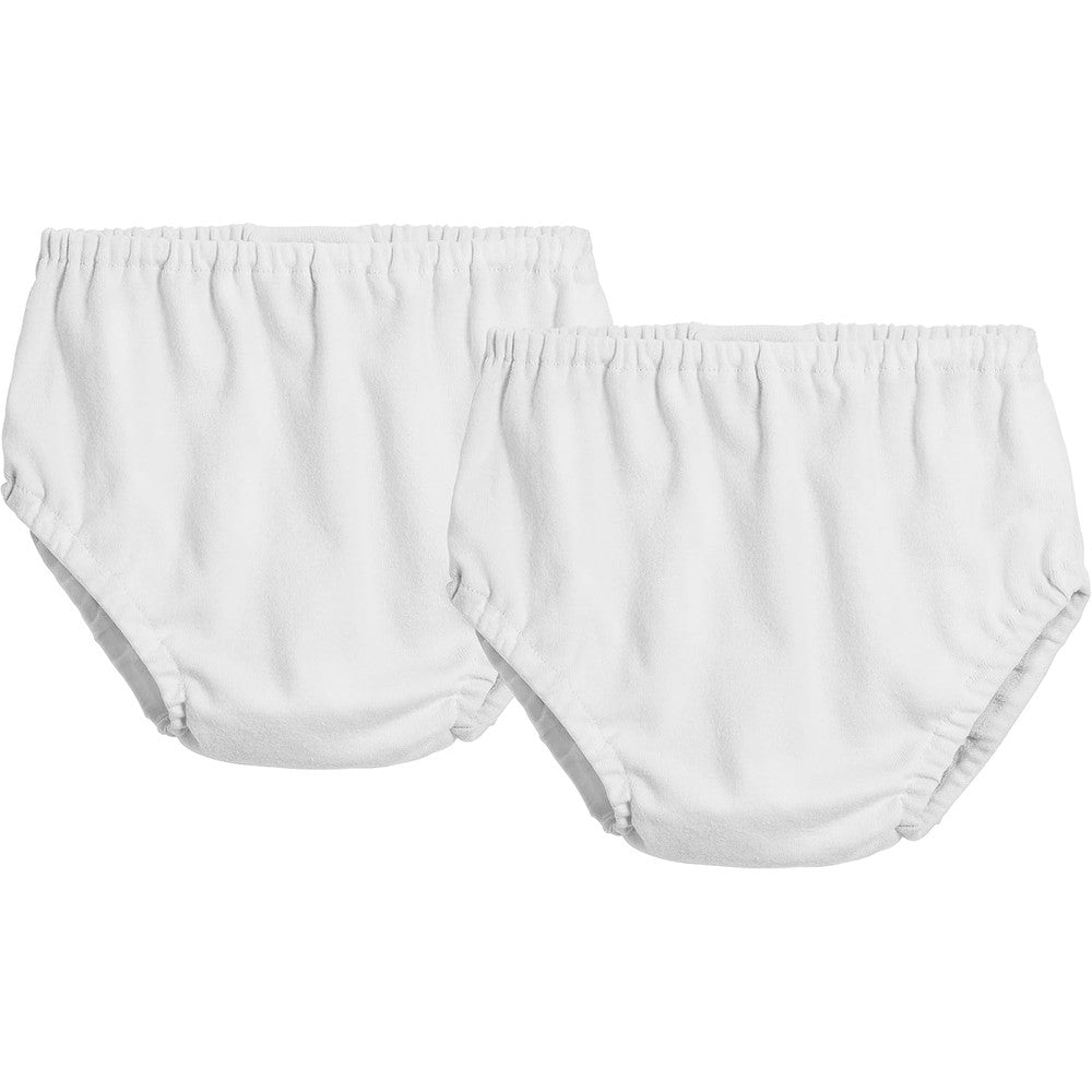City Threads 2-Pack white cotton baby diaper covers front view