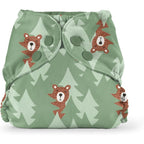 Esembly cloth diaper cover front view in Peek A Bear print