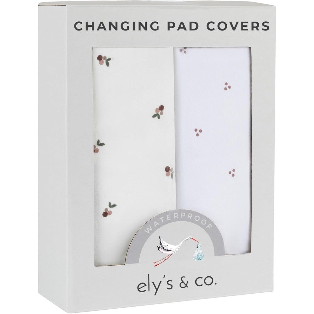 Ely's & Co. waterproof changing pad cover sheets 2-pack front view showcasing lavender prints.