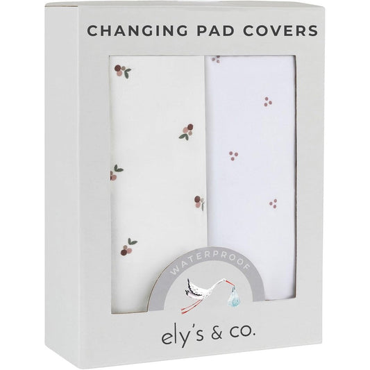 Ely's & Co. waterproof changing pad cover sheets 2-pack front view showcasing lavender prints.