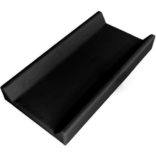 Owlowla changing pad cover front view in black premium leather.