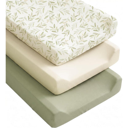 Konssy Silky Soft Changing Pad Cover 3 Pack front view of neutral nursery sheets