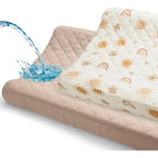 Unicorn Castle waterproof muslin changing pad cover front view