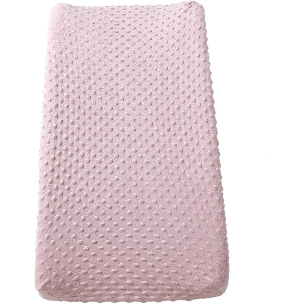 DONOMILO changing pad cover front view showcasing the light pink blushing bride color fabric.