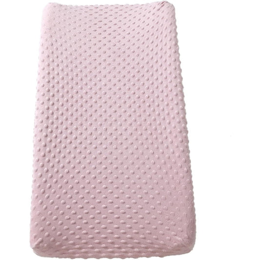 DONOMILO changing pad cover front view showcasing the light pink blushing bride color fabric.