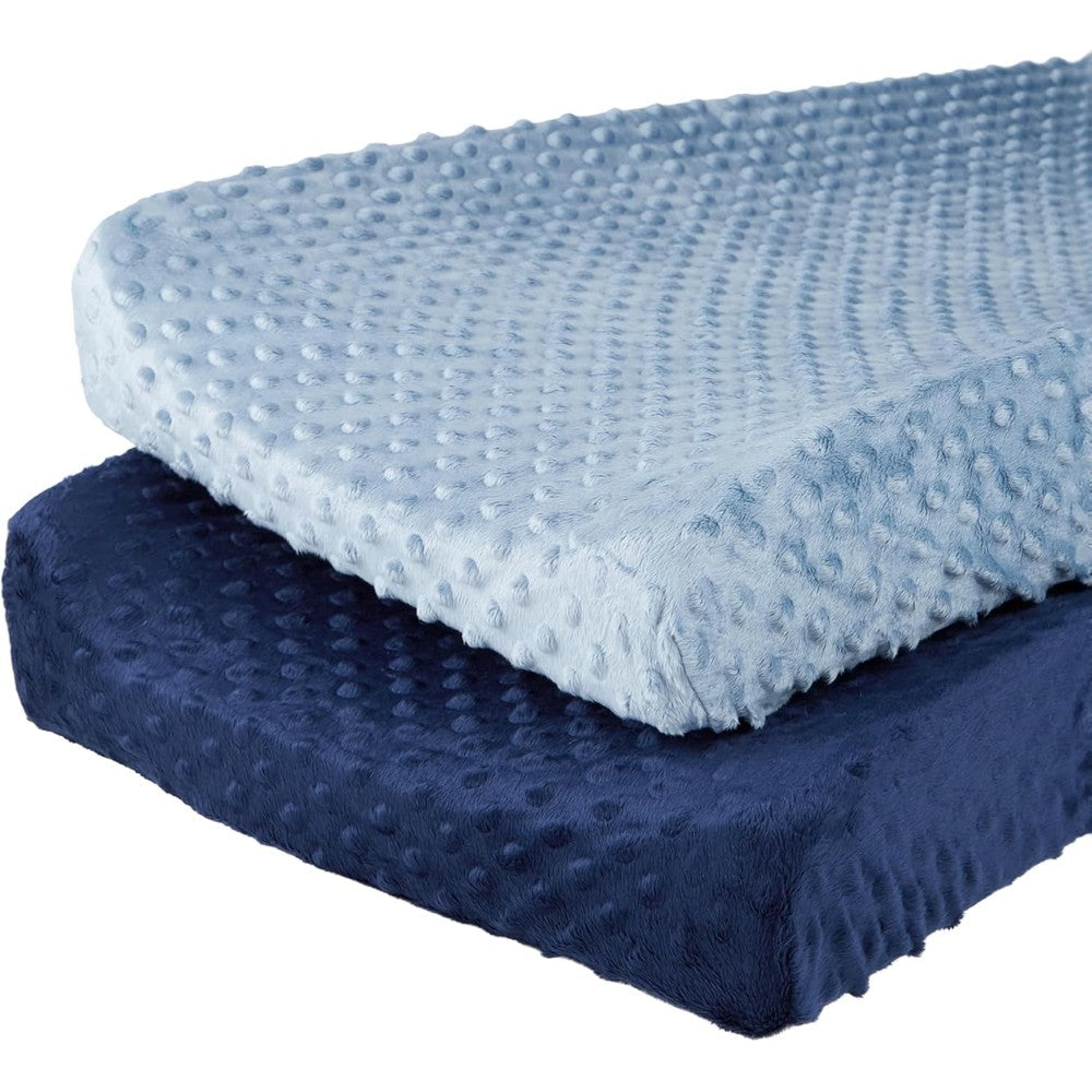 Simple Joys by Carter's baby cotton changing pad covers front view showing blue and navy colors