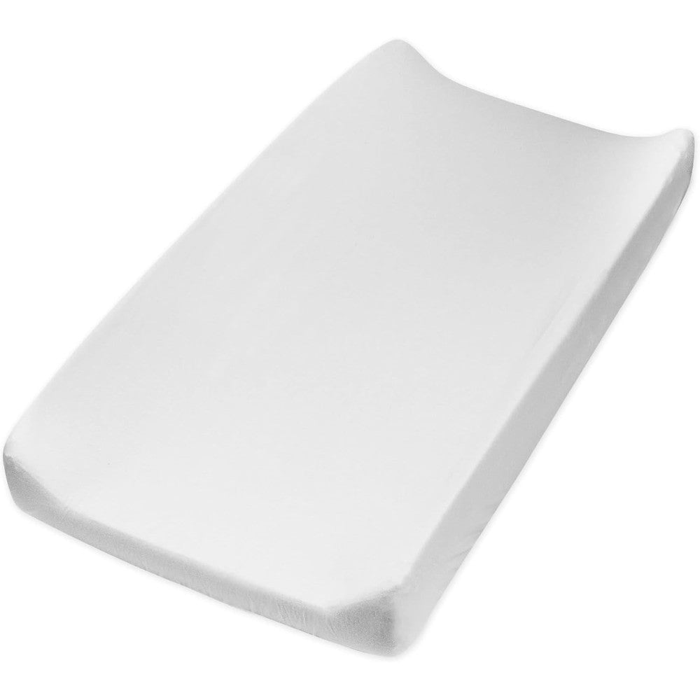 HonestBaby organic cotton changing pad cover in bright white front view nursery essential