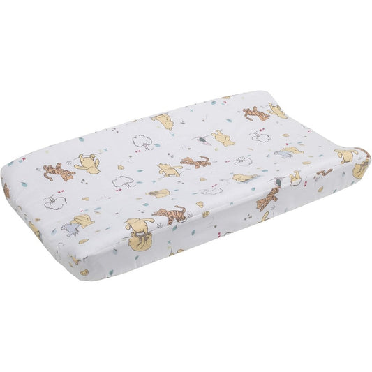 Disney Winnie the Pooh quilted changing pad cover front view showing character print