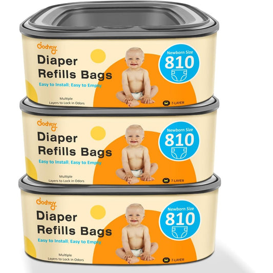 Godyoy Jumbo Square Diaper Pail Refill Bags three pack packaging front view