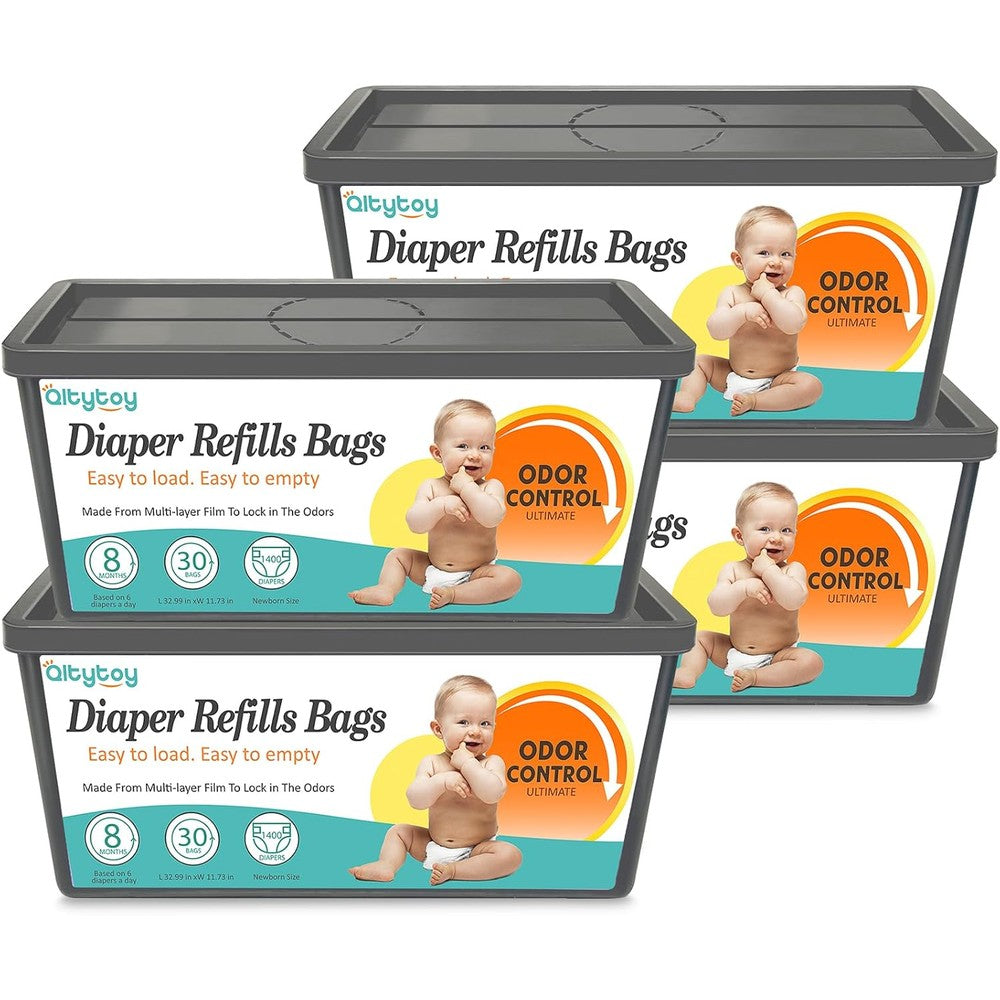 Qltytoy diaper pail refill bags 4 pack front view packaging