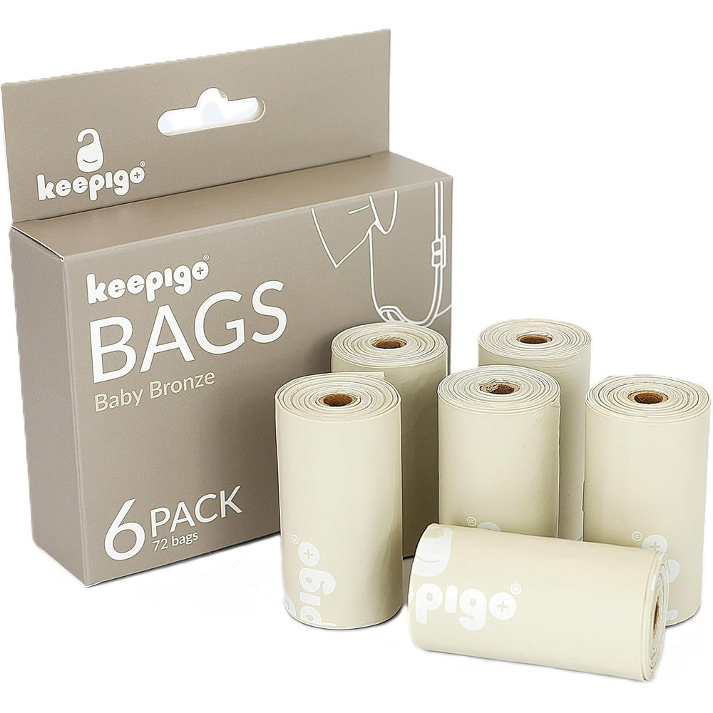 Keepigo compostable disposable diaper bags refills six pack packaging front view