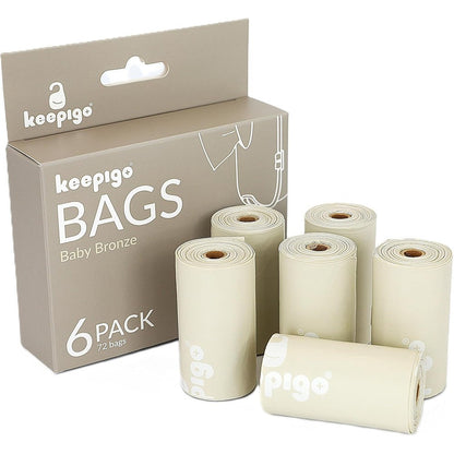 Keepigo compostable disposable diaper bags refills six pack packaging front view