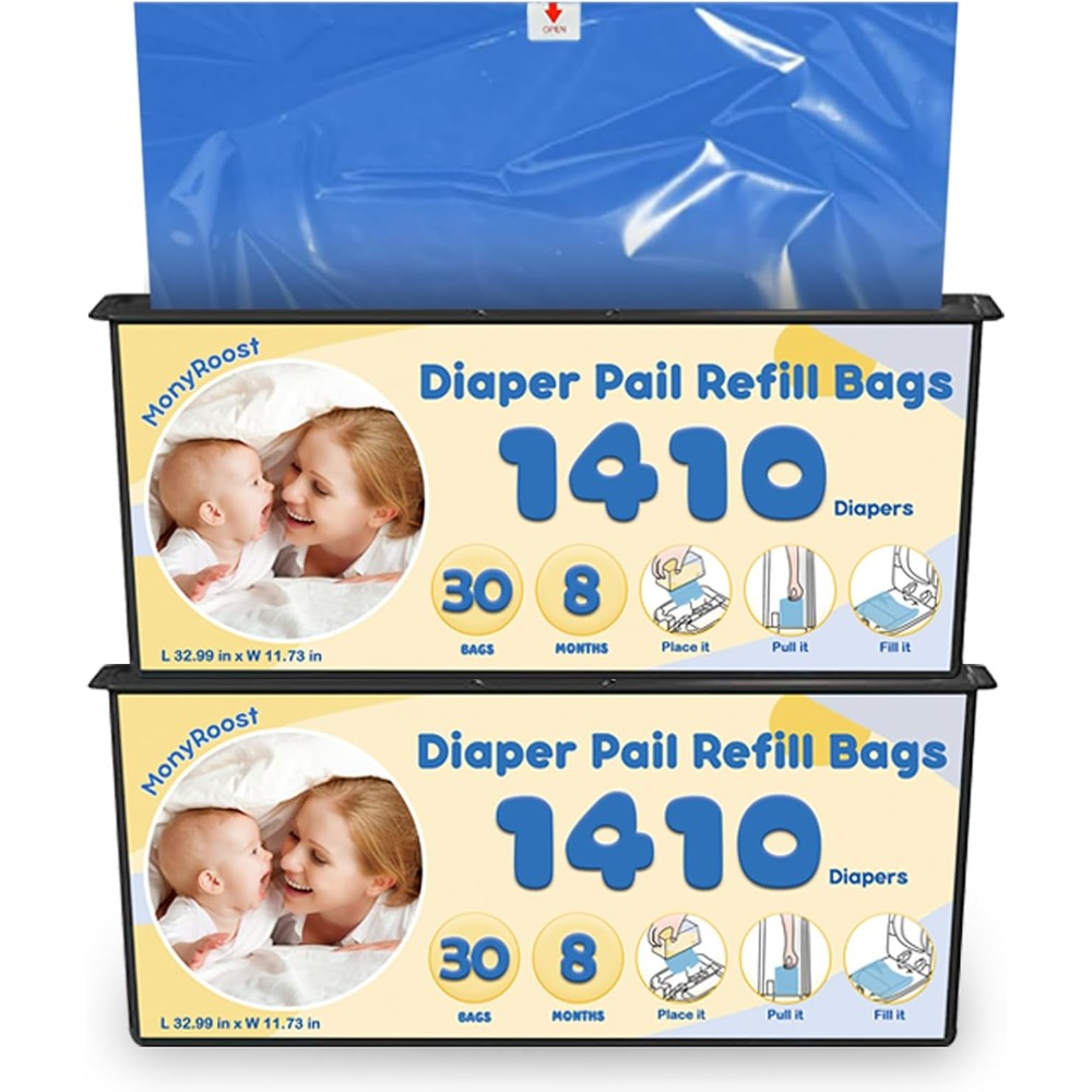 MonyRoost diaper pail refill bags front view packaging