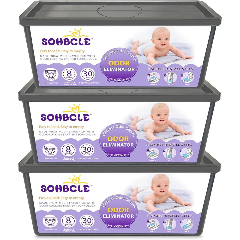 SOHBCLE diaper pail refills front view box packaging for nursery odor control