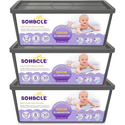 SOHBCLE diaper pail refills front view box packaging for nursery odor control