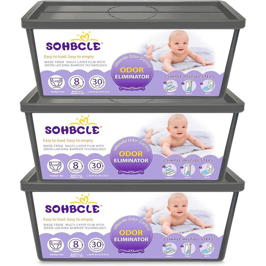 SOHBCLE diaper pail refills front view box packaging for nursery odor control