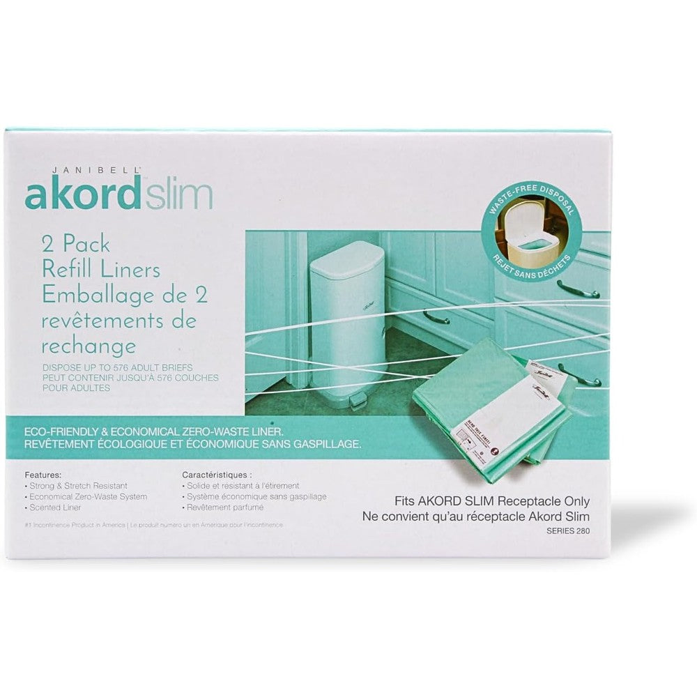Janibell Akord Slim adult diaper pail refill liners 2 pack front view