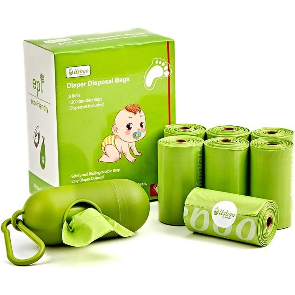 USBOO baby disposable diaper bags and dispenser set front view