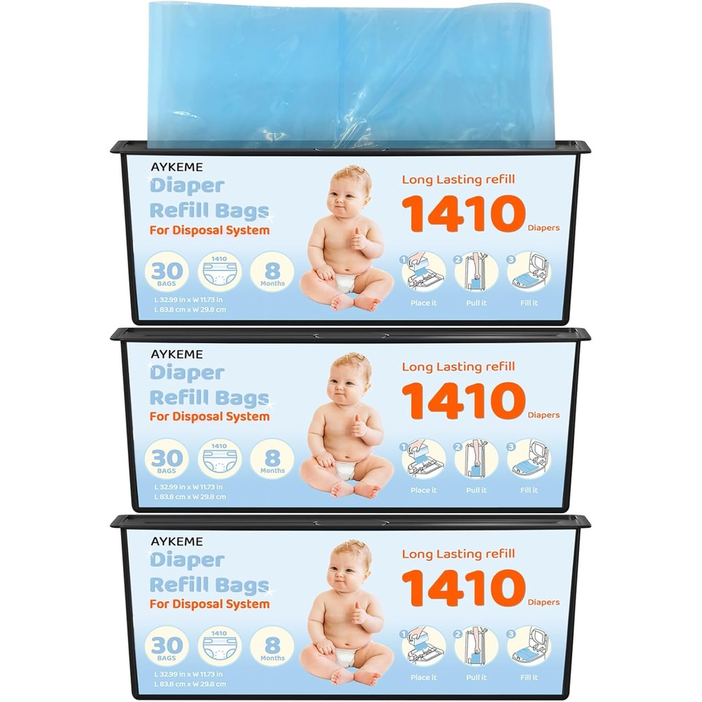 Aykeme diaper pail refill bags front view packaging