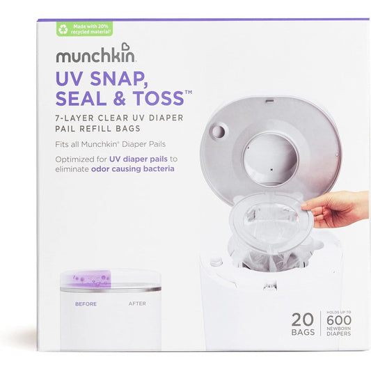 Munchkin UV Snap, Seal and Toss Diaper Pail Refill Bags 20 pack front view